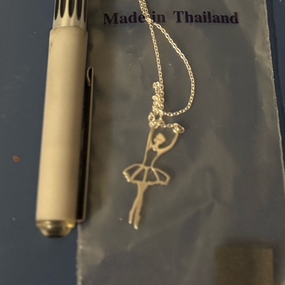 Silver Ballerina Pendant Necklace